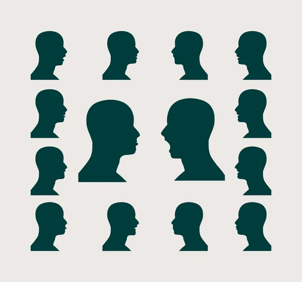 Collection of silhouettes of a mans head — Διανυσματικό Αρχείο