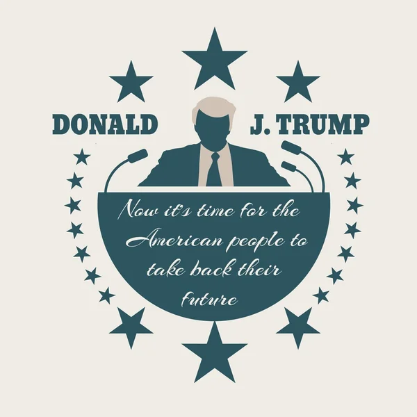 Man flat icon with Donald Trump quote — Stock Vector