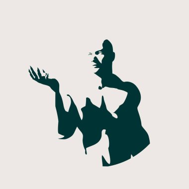 Kaslı adam sunan görünmez ürün