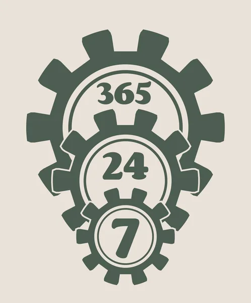 Zeitanzeigesymbol 7, 24 — Stockvektor