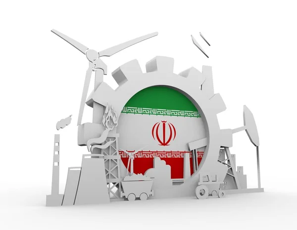 Energy and Power icons set with Iran flag — Stock Photo, Image