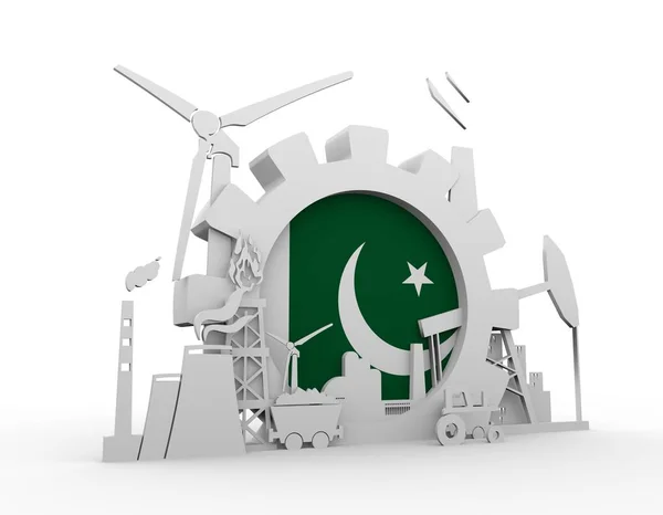 Energi och kraft ikoner set med Pakistan flagga — Stockfoto