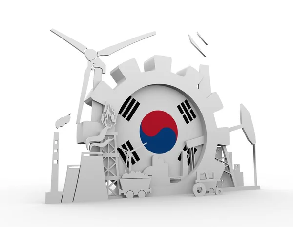Энергетические и энергетические значки с корейским флагом — стоковое фото