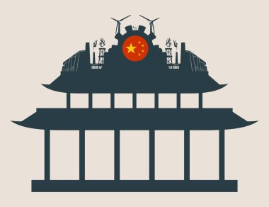 Enerji ve güç simgeler pagoda çatıda