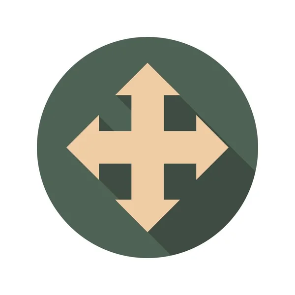Flèche croix icône avec ombres longues — Image vectorielle