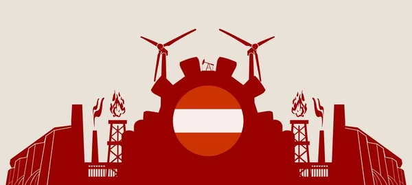 Iconos de energía y energía con bandera de Austria — Vector de stock