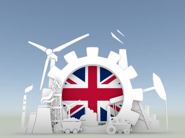 İngiltere bayrak ile enerji ve güç Icons set