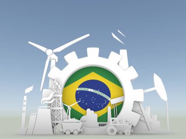 Brezilya bayrağı ile enerji ve güç Icons set