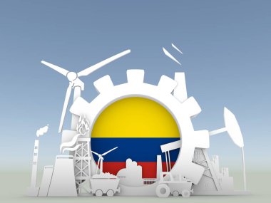 Kolombiya bayrağı ile enerji ve güç Icons set