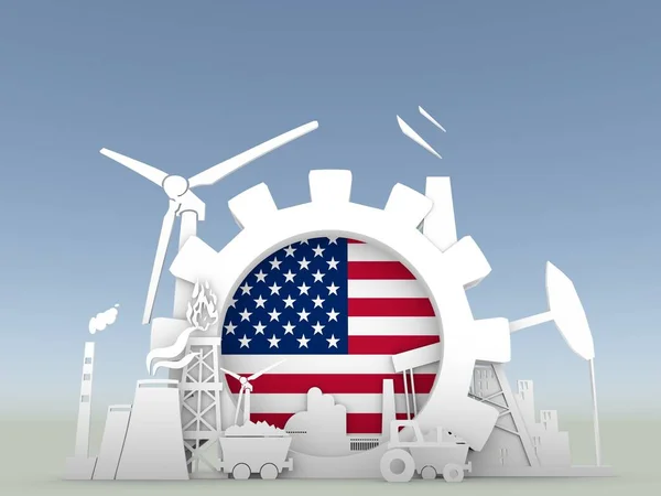 Energia i moc ikony Ustaw flagę Usa — Zdjęcie stockowe