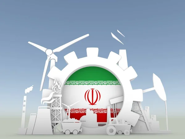 Energy and Power icons set with Iran flag — Stock Photo, Image