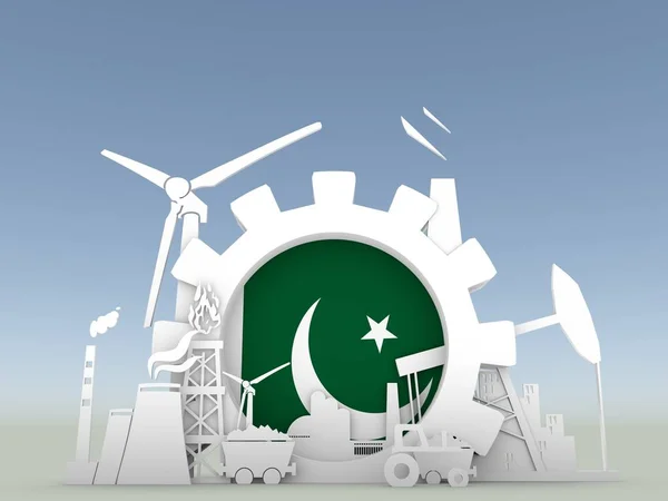 Energi- og effektikoner med pakistansk flagg – stockfoto