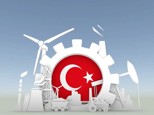 能源和电力的图标设置与土耳其国旗 — 图库照片
