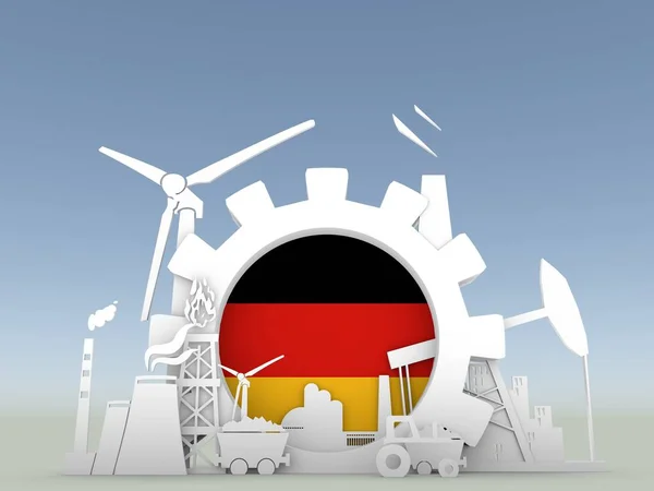 Energy and Power icons set with Germany flag — Stock Photo, Image