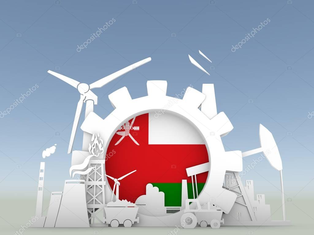 Energy and Power icons set with Oman flag