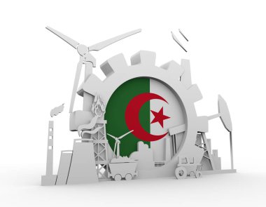 Cezayir bayrağı ile enerji ve güç Icons set
