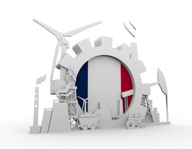 Fransa bayrağı ile enerji ve güç Icons set