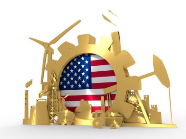 ABD bayrağı ile enerji ve güç Icons set