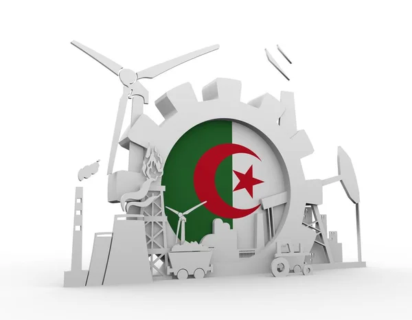 Energy and Power icons set with Algeria flag — Stock Photo, Image