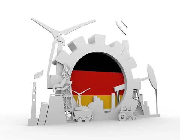 Набір іконок енергії і потужності з прапором Німеччини — стокове фото
