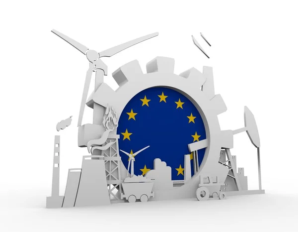 Energy and Power icons set with Europe Union flag — Stock Photo, Image