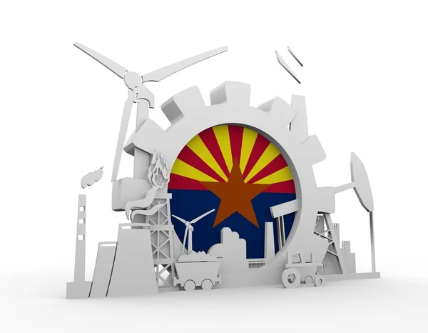 Iconos de energía y energía con bandera de Arizona —  Fotos de Stock