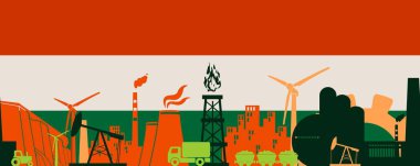 Enerji ve güç Icons set. Başlık banner