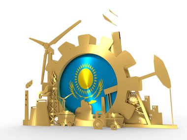 Kazakistan bayrağı ile enerji ve güç Icons set