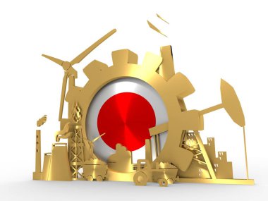 Japonya bayrağı ile enerji ve güç Icons set