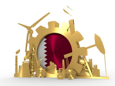 Katar bayrağı ile enerji ve güç Icons set