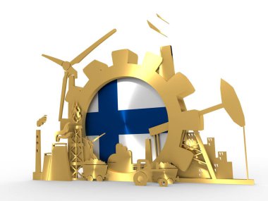 Finlandiya bayrağı ile enerji ve güç Icons set