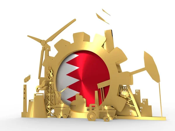 Energia i moc ikony Ustaw z flaga Bahrajnu — Zdjęcie stockowe