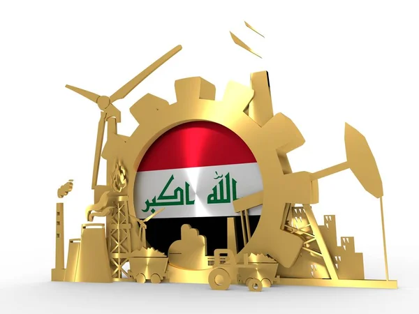 Energie- und Machtsymbole mit iranischer Flagge — Stockfoto