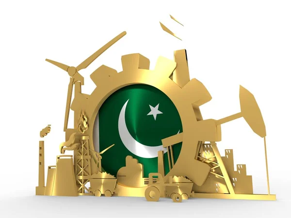 Energia i moc ikony Ustaw z Pakistan flagi — Zdjęcie stockowe