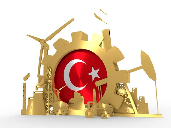 Iconos de energía y energía con bandera de Turquía —  Fotos de Stock