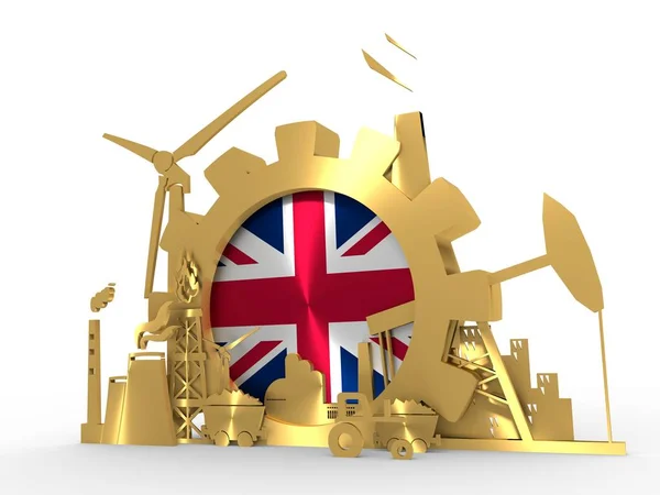 Energie- und Power-Symbole mit britischer Flagge — Stockfoto