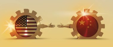 Web Banner, Header düzeni şablonu. Politik ve ekonomik ABD ve Çin arasında bir ilişki