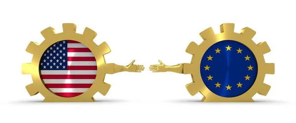 Web-Banner, Header-Layout-Vorlage. Politische und wirtschaftliche Beziehungen zwischen den USA und Europa — Stockfoto