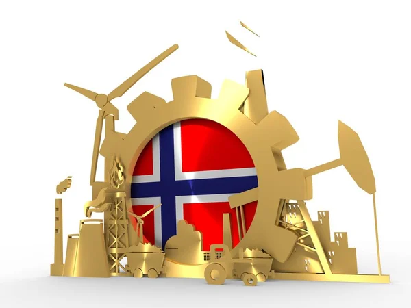 Energy and Power icons set with Norway flag — Stock Photo, Image