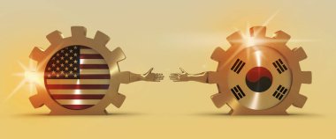 Web Banner, Header düzeni şablonu. ABD ve Kore politik ve ekonomik ilişkisi