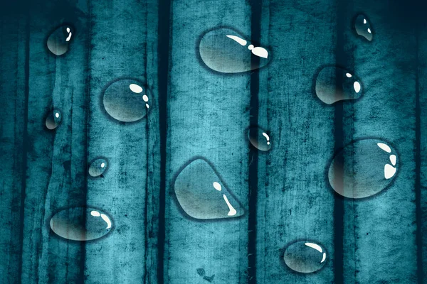 Transparent water drops on wooden background — Stock Photo, Image