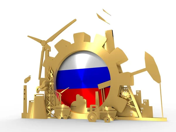 Energy and Power icons set with Russia flag — Stock Photo, Image