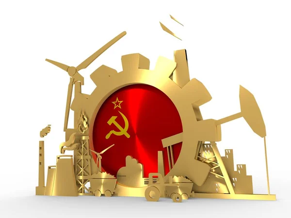 ソビエト連邦の国旗とエネルギーとパワーのアイコンを設定します。 — ストック写真