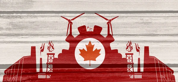 Ícones de energia e energia definidos com bandeira do Canadá — Fotografia de Stock