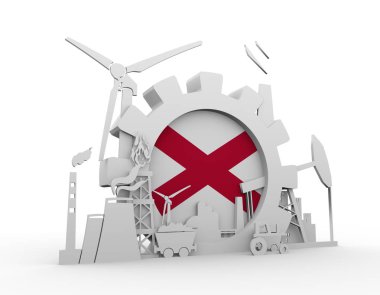 Alabama bayrağı ile enerji ve güç Icons set