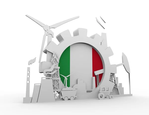 Iconos de energía y energía con bandera de Italia —  Fotos de Stock