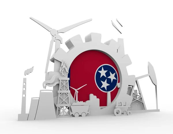 Tennessee bayrağı ile enerji ve güç Icons set — Stok fotoğraf