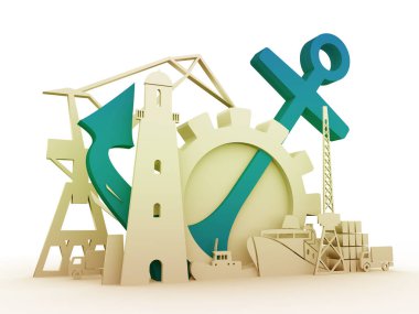 Kargo bağlantı noktası göreli Icons set.