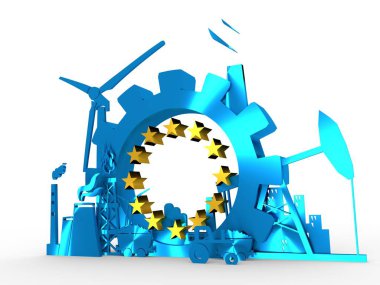 Yıldız daire ile enerji ve güç Icons set