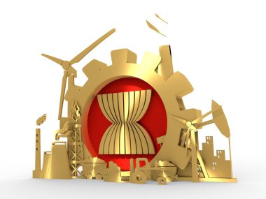 Asean amblemi ile enerji ve güç Icons set
